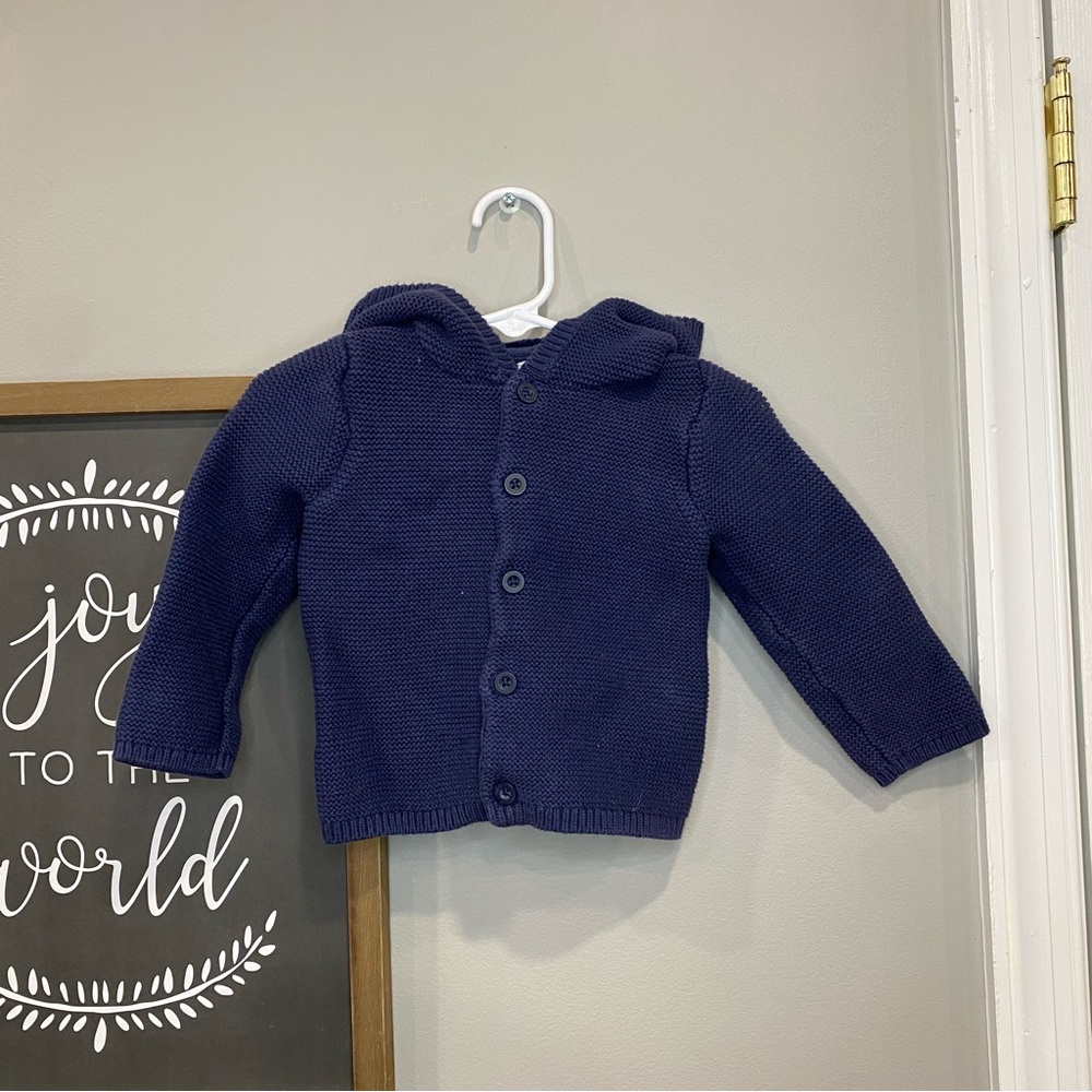 Carters Baby Boy Cotton Hooded Dinosaur Cardigan Button Front Navy Blue 18M